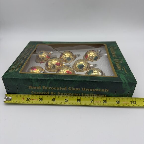8 Vtg Commodore Christmas Classics Hand Decorated Glass Ornaments Romania Mini - Picture 8 of 9